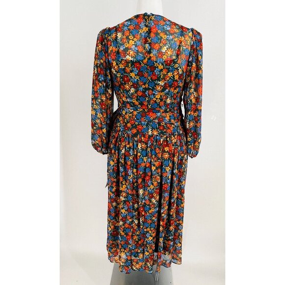 Calvin Klein Surplice Neck Faux Wrap Midi Dress Size 10 3/4 Sleeve Floral Print - Picture 10 of 16